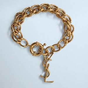 SAINT LAURENT YSL logo charm chain bracelet